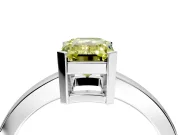 Solitaire Engagement Ring Setting for Fancy Yellow Emerald Cut Center with Plain Band and Flat Tab Prong Head in Sterling Silver