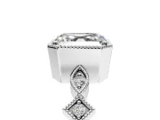 Milgrain Bezel Engagement Ring Setting for Asscher Cut Center with Marquise Stations and Bezel Head in Platinum