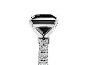 Open Basket Engagement Ring Setting for Fancy Black Princess Cut Center with Pave Band and Prong Head in Sterling Silver