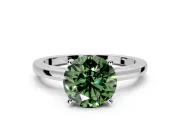 Solitaire Engagement Ring Setting for Fancy Green Round Cut Center with Basket Rail and Prong Head in Sterling Silver