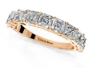 Asscher Cut Lab-Grown Diamond Half Eternity Wedding Band with Shared-Prong Setting in Rose Gold