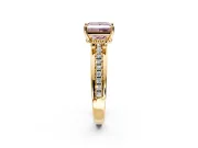 Solitaire Engagement Ring Setting for Fancy Pink Princess Cut Center with Raised Channel Band and Prong Head in Yellow Gold