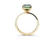 Solitaire Engagement Ring Setting for Fancy Green Asscher Cut Center with Pave Accents and Prong Head in Yellow Gold