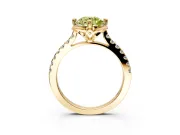 Floral Engagement Ring Setting for Fancy Yellow Round Cut Center with Pave Band and Floral Prong Head in Yellow Gold