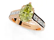 Solitaire Engagement Ring Setting for Fancy Yellow Pear-Shaped Center with Channel Band and Double Claw Prong Head in Rose Gold