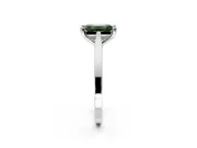 Solitaire Engagement Ring Setting for Fancy Green Emerald Cut Center with Tapered Shoulders and Prong Head in Sterling Silver