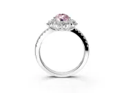 Floral Halo Engagement Ring Setting for Fancy Pink Pear-Shaped Center with Pave Accents and Prong Head in Platinum
