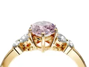Solitaire Engagement Ring Setting for Fancy Pink Marquise Center with Marquise Flower Shoulders and Prong Head in Yellow Gold