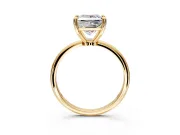 Minimalist Solitaire Engagement Ring Setting for Princess Cut Center with Thin Band and Prong Head in Yellow Gold
