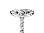 Solitaire Engagement Ring Setting for Marquise Center with Pave Band and Claw Prong Head in White Gold