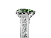 Solitaire Engagement Ring Setting for Fancy Green Pear-Shaped Center with Channel Band and Double Claw Prong Head in Sterling Silver