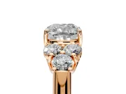 Cluster Engagement Ring Setting for Cushion Cut Center with Round Cut Accent Frame and Prong Head in Rose Gold