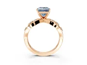 Solitaire Engagement Ring Setting for Fancy Blue Princess Cut Center with Criss-Cross Accent Band and Prong Head in Rose Gold
