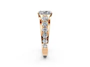 Solitaire Engagement Ring Setting for Radiant Cut Center with Graduated Shared Prongs and Prong Head in Rose Gold