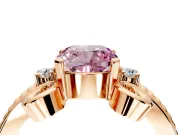 Solitaire Engagement Ring Setting for Fancy Pink Cushion Cut Center with Twisted Band and Scroll Prong Head in Rose Gold
