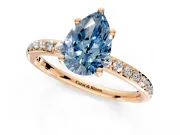 Solitaire Engagement Ring Setting for Fancy Blue Pear-Shaped Center with Fine Pave Band and Prong Head in Rose Gold