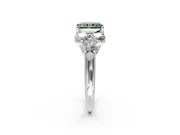 Cluster Engagement Ring Setting for Fancy Green Radiant Cut Center with Round Cut Accent Frame and Prong Head in Platinum