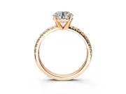 Solitaire Engagement Ring Setting for Round Cut Center with Large Accents and Prong Head in Rose Gold