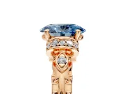 Solitaire Engagement Ring Setting for Fancy Blue Oval Center with Filigree Band and Prong Head in Rose Gold