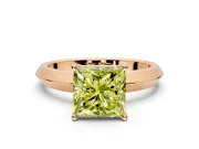 Solitaire Engagement Ring Setting for Fancy Yellow Princess Cut Center with Wide Knife Ridge Band and Prong Head in Rose Gold