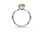 Solitaire Engagement Ring Setting for Fancy Yellow Heart-Shaped Center with Bamboo Band and Prong Head in Platinum