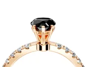 Open Basket Engagement Ring Setting for Fancy Black Pear-Shaped Center with Pave Band and Prong Head in Rose Gold