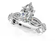 Solitaire Engagement Ring Setting for Pear-Shaped Center with Marquise Panel Band and Prong Head in Sterling Silver