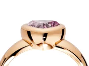 Solitaire Engagement Ring Setting for Fancy Pink Heart-Shaped Center with Wide Band and Bezel Head in Rose Gold