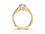 Split Shank Engagement Ring Setting for Cushion Cut Center with Pave Split Shank and Prong Head in Yellow Gold