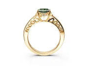 Floral Engagement Ring Setting for Fancy Green Princess Cut Center with Four Accent Clusters and Prong Head in Yellow Gold