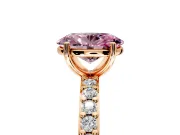 Solitaire Engagement Ring Setting for Fancy Pink Oval Center with Round Cut Pave Band and Prong Head in Rose Gold