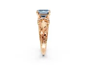 Solitaire Engagement Ring Setting for Fancy Blue Asscher Cut Center with Filigree Accent Basket and Prong Head in Rose Gold