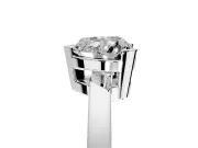 Solitaire Engagement Ring Setting for Heart-Shaped Center with Plain Band and Flat Tab Prong Head in White Gold