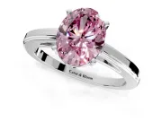 Solitaire Engagement Ring Setting for Fancy Pink Oval Center with Flat-Sided Plain Band and Prong Head in Sterling Silver