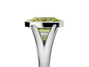 Solitaire Engagement Ring Setting for Fancy Yellow Emerald Cut Center with V Split Shank and Bezel Head in Platinum