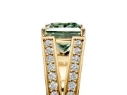 Split Shank Engagement Ring Setting for Fancy Green Princess Cut Center with Pave Split Shank and Prong Head in Yellow Gold