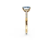 Solitaire Engagement Ring Setting for Fancy Blue Radiant Cut Center with Channel Accents and Prong Head in Yellow Gold