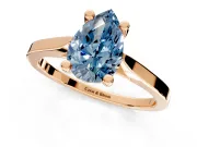 Solitaire Engagement Ring Setting for Fancy Blue Pear-Shaped Center with Tapered Shoulders and Prong Head in Rose Gold