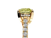 Solitaire Engagement Ring Setting for Fancy Yellow Cushion Cut Center with Widening Pave Band and Claw Prong Head in Yellow Gold