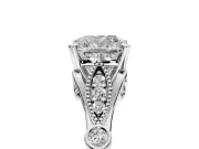 Solitaire Engagement Ring Setting for Cushion Cut Center with Marquise and Bezel Accents and Prong Head in Sterling Silver