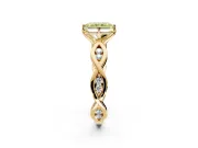 Solitaire Engagement Ring Setting for Fancy Yellow Radiant Cut Center with Accented Twist Band and Leaf Prong Head in Yellow Gold
