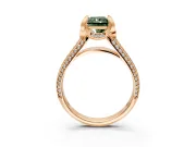 Solitaire Engagement Ring Setting for Fancy Green Radiant Cut Center with Accented Split Shank and Prong Head in Rose Gold