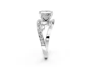 Solitaire Engagement Ring Setting for Princess Cut Center with Pave Bypass Twist Band and Prong Head in Sterling Silver