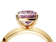 Solitaire Engagement Ring Setting for Fancy Pink Princess Cut Center with Wide Knife Ridge Band and Prong Head in Yellow Gold