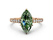 Solitaire Engagement Ring Setting for Fancy Green Marquise Center with Crossover Accents and Prong Head in Rose Gold