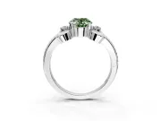 Solitaire Engagement Ring Setting for Fancy Green Oval Center with Twisted Band and Scroll Prong Head in Platinum