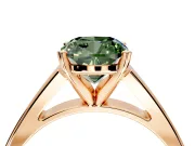 Solitaire Engagement Ring Setting for Fancy Green Cushion Cut Center with Tapered Split Shoulders and Prong Head in Rose Gold