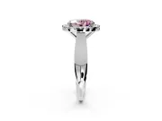 Halo Engagement Ring Setting for Fancy Pink Oval Center with Square Band and Prong Head in Platinum