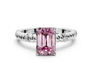 Rope Engagement Ring Setting for Fancy Pink Emerald Cut Center with Accent Shoulders and Prong Head in Platinum