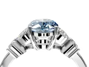 Floral Engagement Ring Setting for Fancy Blue Oval Center with Marquise Cluster Shoulders and Prong Head in Sterling Silver